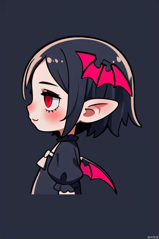 Q version of the little vampire girl, 45 degree side view