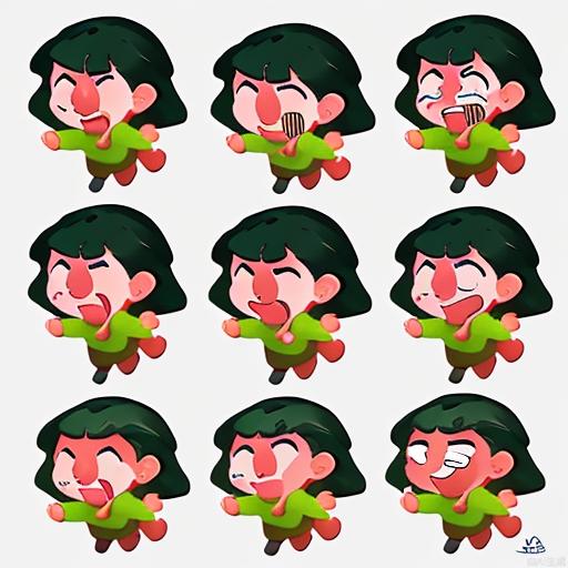 Lines, emoji, crying urchin, angry urchin, confused urchin, surprised urchin, smiling urchin, running urchin, dozing urchin, brick carrying urchin, learning urchin.