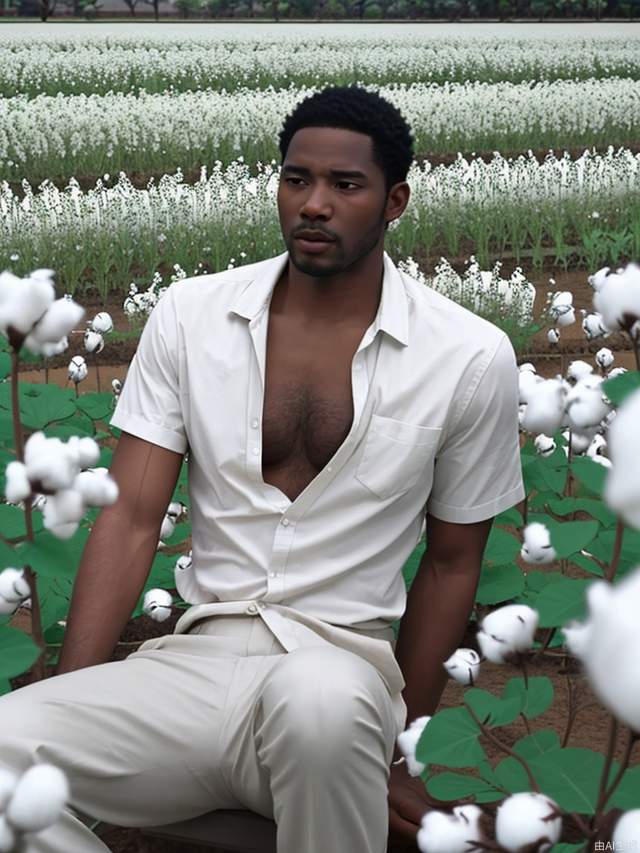 a black man being whipped in a cotton garden 