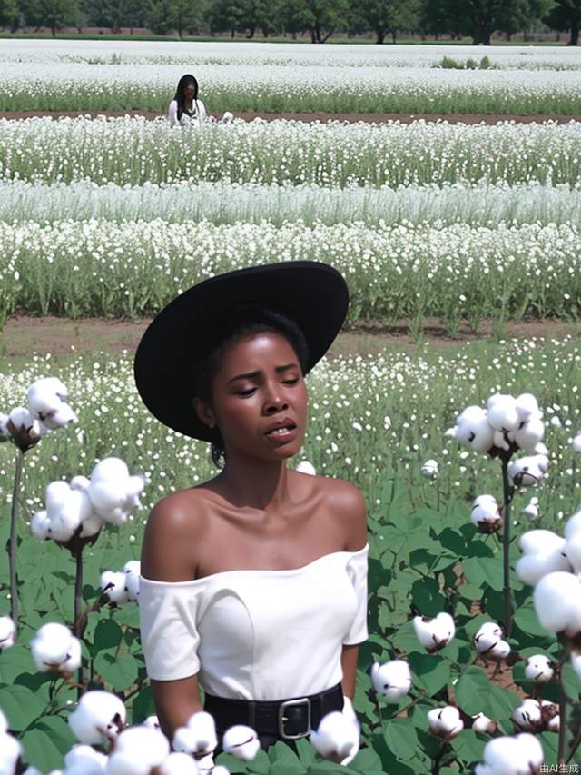 a black woman being whipped in a cotton garden 