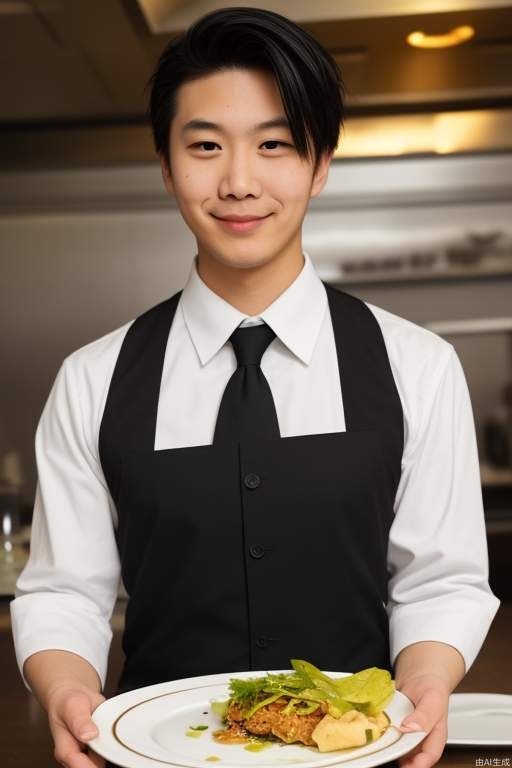 Waiter, serving plates