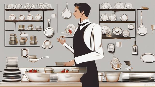 Waiter, serving plates