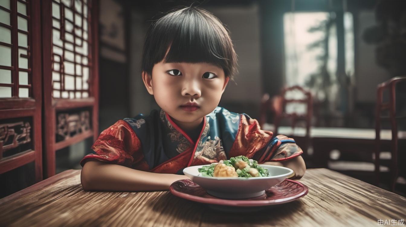 儿童，餐桌，古代，单人，中式，特写