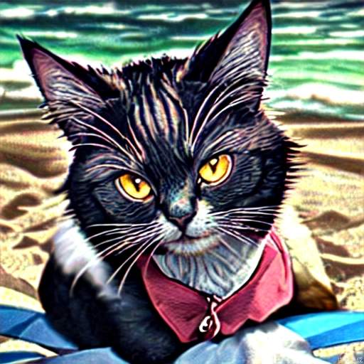 cat, smile, on the beach