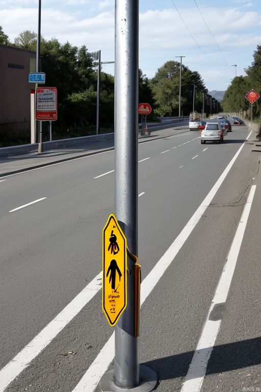 Road traffic height limit pole