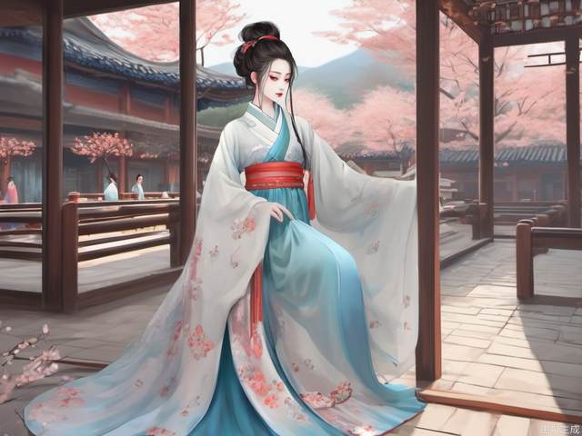 Beautiful woman Hanfu display