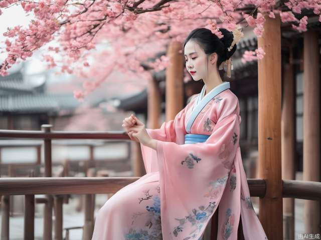 Beautiful woman Hanfu display