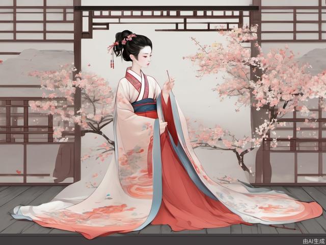 Beautiful woman Hanfu display