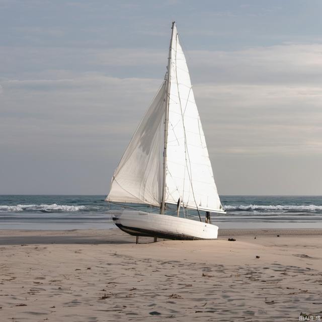 White sailboat building on the beach