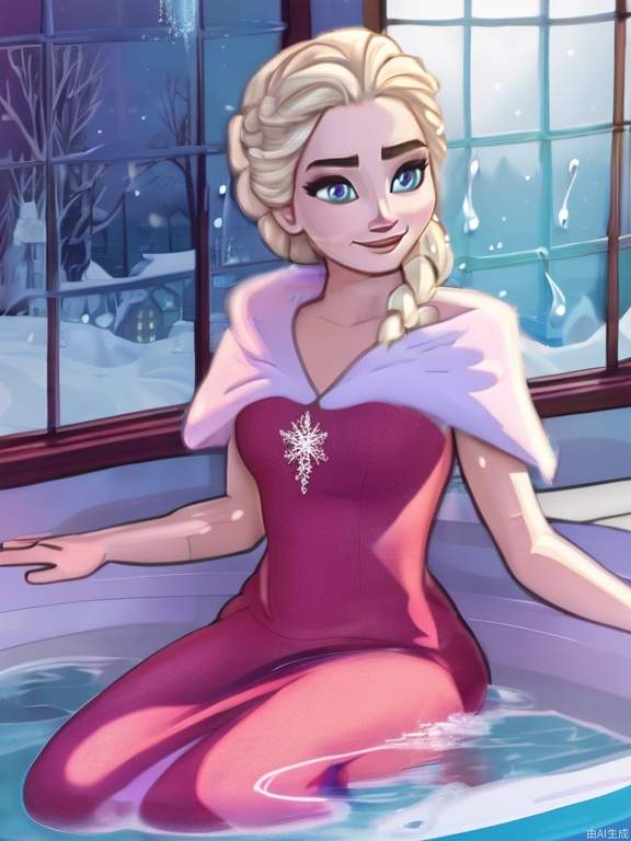 Snow Princess, Elsa, water bath,