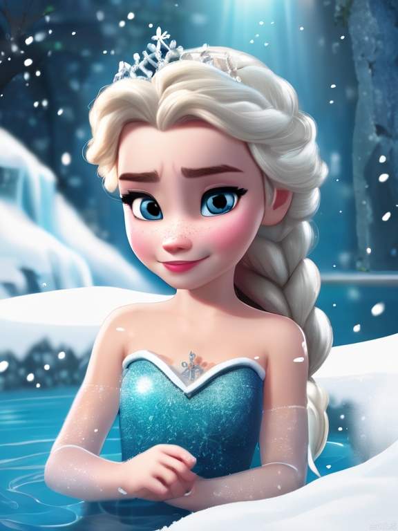 Snow Princess, Elsa, water bath,