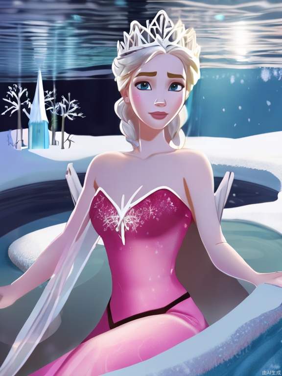 Snow Princess, Elsa, water bath,