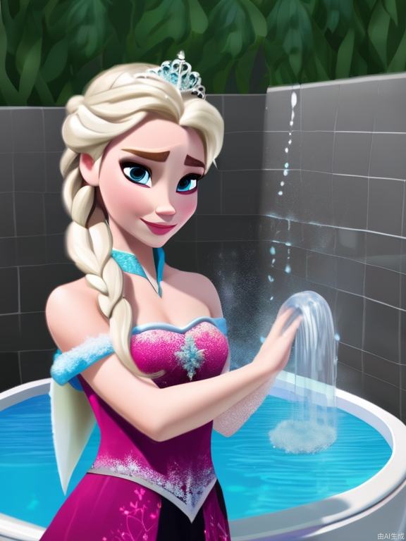 Snow Princess, Elsa, water bath,