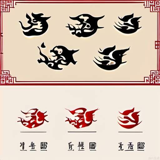 Chinese style, Chinese dragon, fire elements, camera, can be commercially registered as trademarks