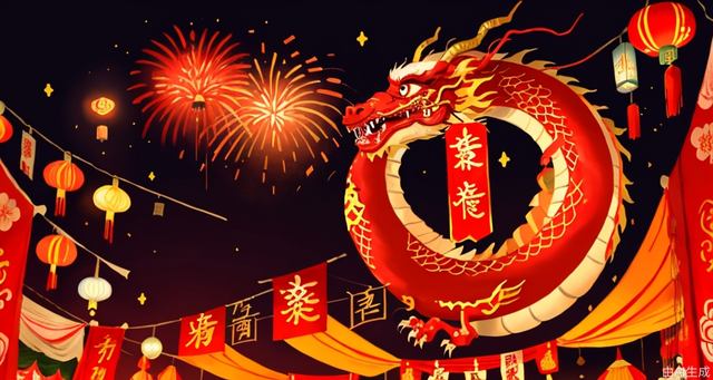 Lanterns, Chinese knots, fireworks, Lunar Year of the Dragon, troops, military camps