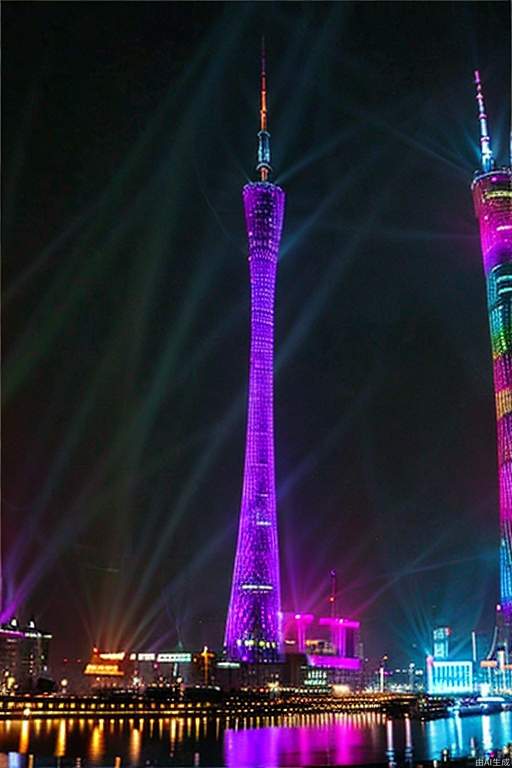 Shanghai, Oriental Pearl TV Tower, night, (Masterpiece, highest quality), Cyberpunk, Skyscrapers, Neon lights,