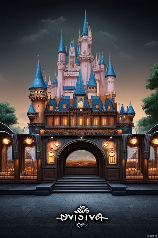 Ancient European dark style architecture, animation style, reference Disney, positive vision