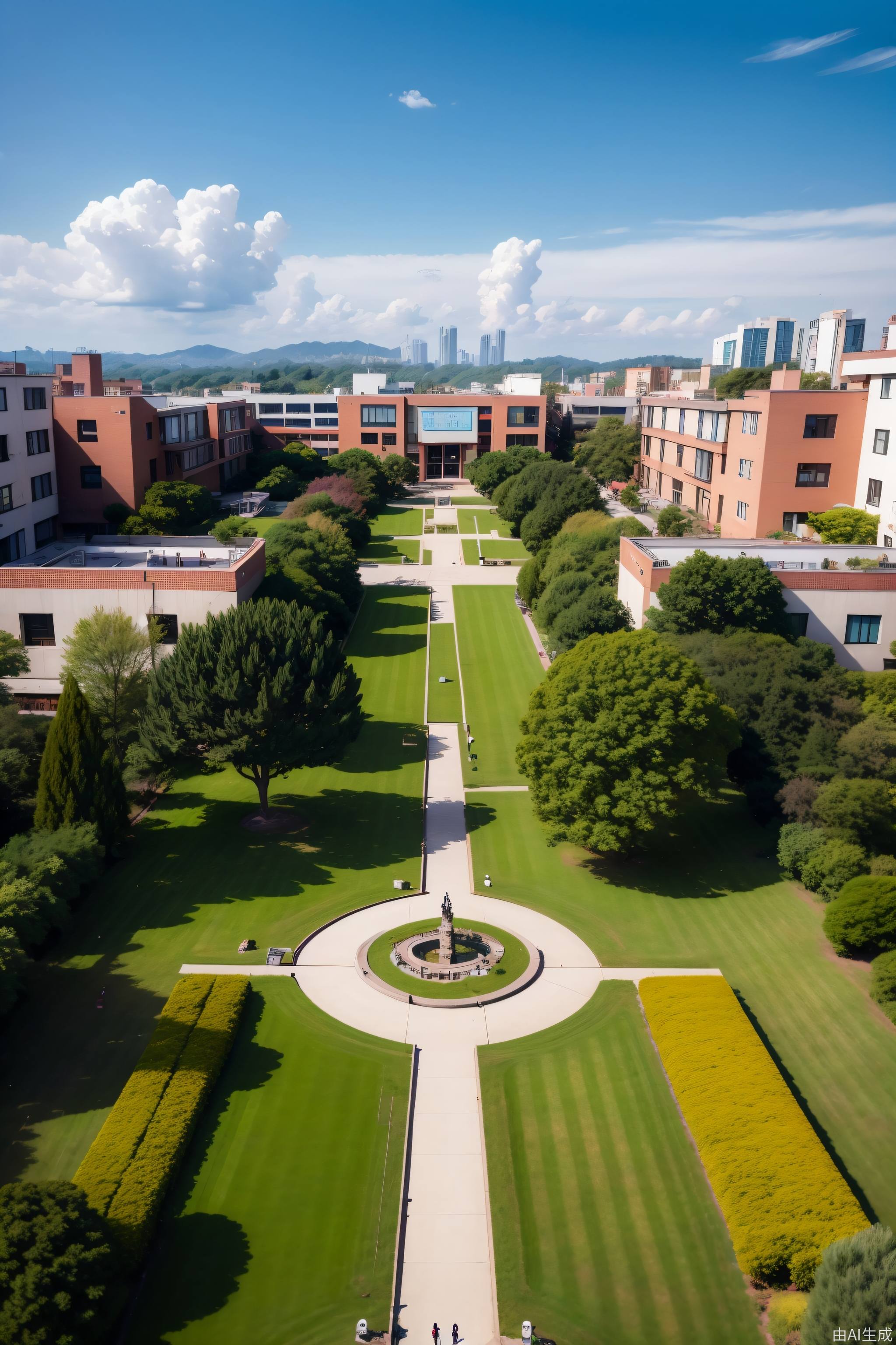 充满活力的中国大学校园的高分辨率鸟瞰图