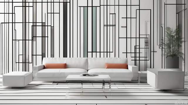 Draw rectangular lines on white rectangles, Modern style,