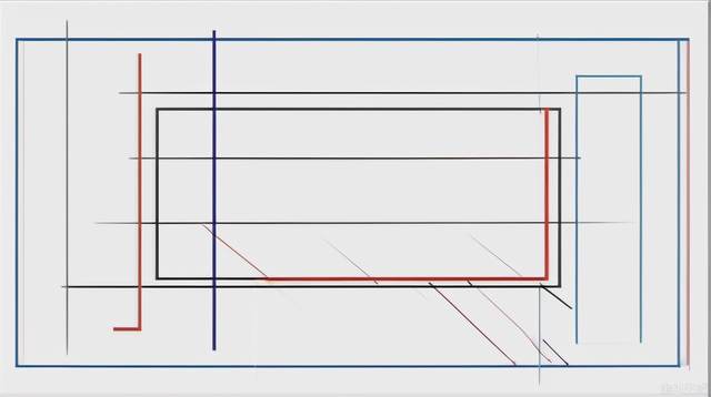 Draw rectangular lines on the white rectangle to achieve a three-dimensional sense