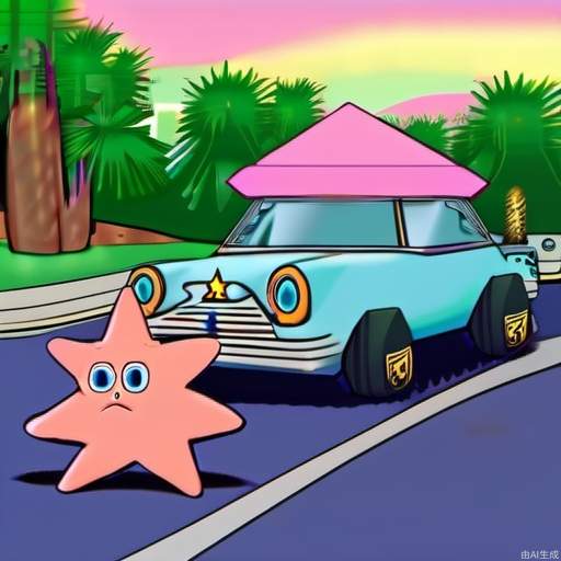 Cyberwind Patrick Star sitting next to the car