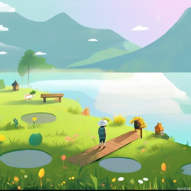 A work of art, 2D game art style, cute and dreamy, edited illustrations