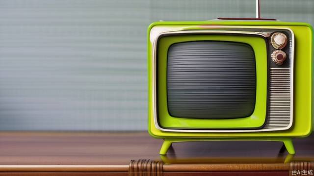 Close-up vintage retro TV with chartreuse case