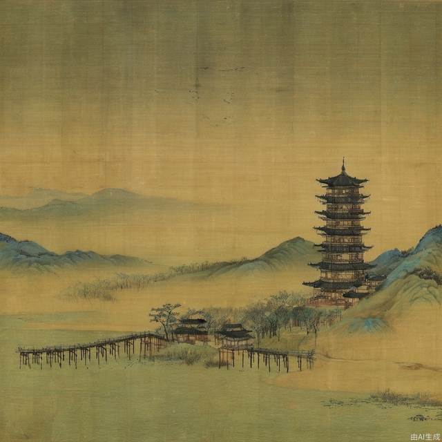 Yingxian wooden tower, moonlight,