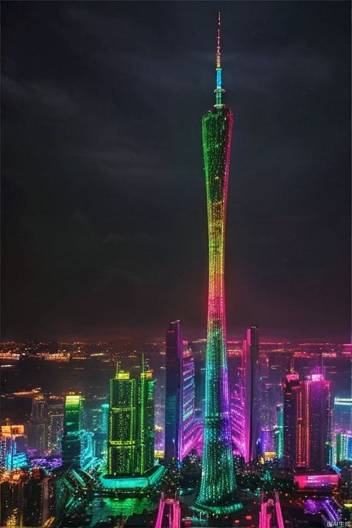 gzt,night,(Masterpiece, highest quality), Cyberpunk,Skyscrapers, Neon lights,
