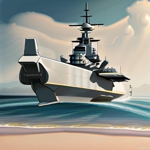 A battleship in the Pacific Ocean with futuristic aircraft above