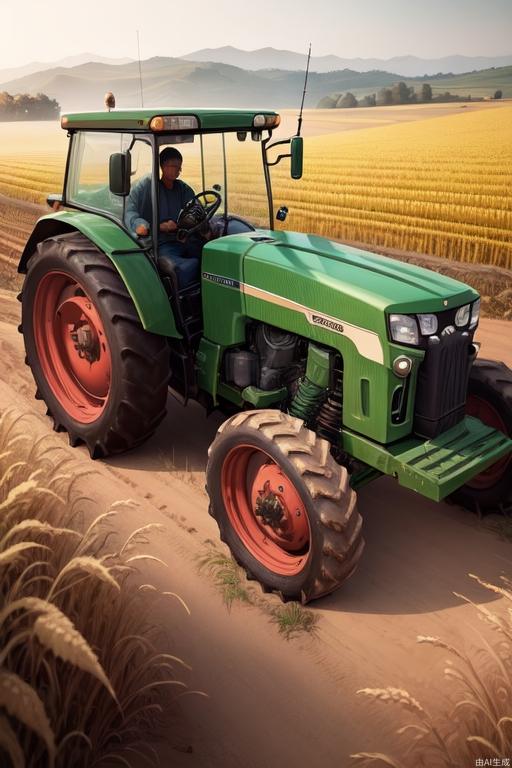 Chinese countryside,tractor,Chinese farmers do farmwork,Golden wheat field,minimalism,overlooking per-spective,masterpiece,best quality,lllustration,field,vector illustration,masterpiece,best quality,(master-piece:l.2),best quality,masterpiece,highres,original,ex-tremely detailed wallpaper,perfect lighting,(extremelydetailed CG:1.2),drawing,paintbrush,masterpiece,bestquality,8k,insane details,intricate details,hyperdetailed,hyper quality,high detail,ultra detailed