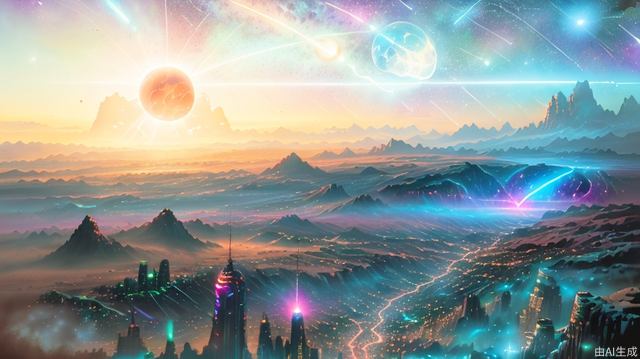 City, Comic, Landscape/Landscape, Cityscape, Sci-Fi City, Comic, Landscape/Landscape, Cityscape, Sci-Fi, Fantasy (Fantasy), Ban, Cyberpunk, Meteor Shower, starry_sky, Planet, Space (Space/Space Art), Glowing Neon