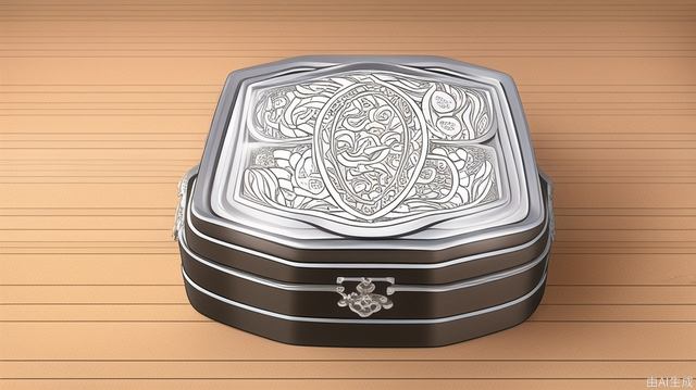 Silver lion food box, a square-shaped traditional food box, engraved with a silver lion pattern, a fine pattern and the word "warm" on the lid, surrounded by traditional auspicious patterns, silver, smooth surface, and a small grid inside for holding food.