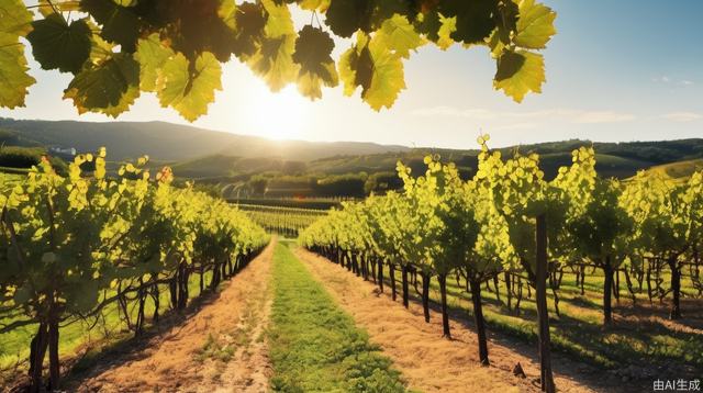 Natural vineyards, afternoon, sunshine