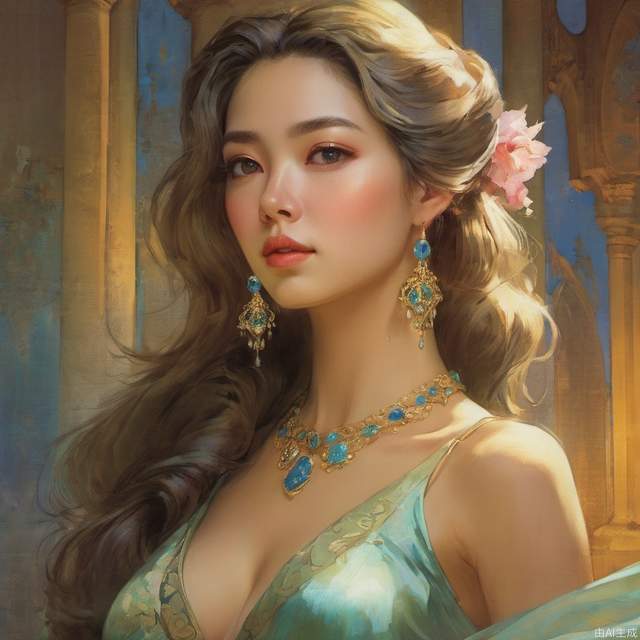    Detailed Promp: A high-class and aloof looking young woman, dressed in elegant attire, gazing off into the distance with a stern expression, looking regal and beautiful, delicate features, pristine hair, light and shadows on her face, vibrant colors, detailed, soft and fresh, high fashion, glowing skin, luminescent eyes, warm and classy, digital art by Artgerm and Greg Rutkowski., HD