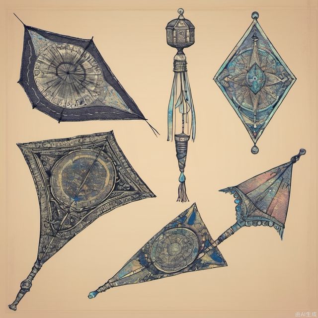 Hand drawn kite set. Sketch. Different kite types and shapes. Vector illustration. Left to right