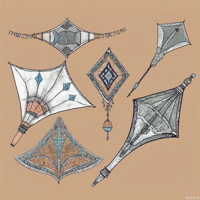 Hand drawn kite set. Sketch. Different kite types and shapes. Vector illustration. Left to right