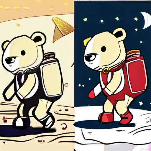 FitterGear mascot, Ali the bear, walks on the moon and receives gifts with both hands