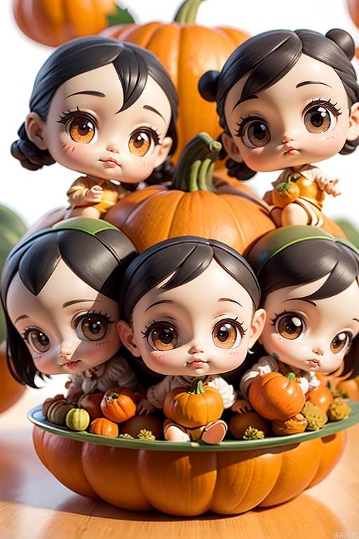 Masterpiece), (best quality), (super detailed), (full body: 1.2), cute, seven gourd babies, under the gourd tree