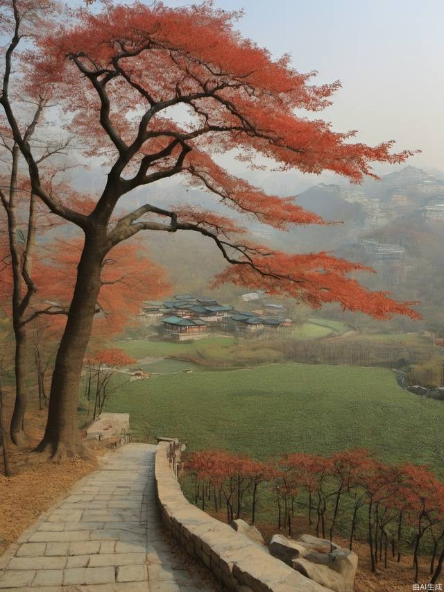 In late autumn, along the stone-paved ramp in the distance, there are still a few families where Baiyun was born.
The poet stopped the carriage because he loved the evening view of the maple forest in late autumn. The maple leaves through the frost of late autumn are redder than the spring flowers in February. High image quality