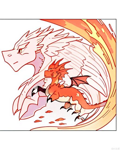 Delicate, clear, HD, delicate, lovely, cartoon, monster, monster, Beast, Dragon, Fire Dragon, long wings of the Dragon, fire, close-up, huge, domineering, Dragon, swoop in