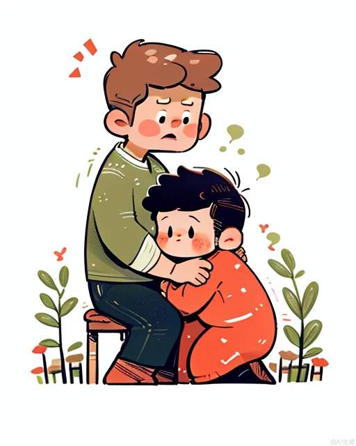 Delicate, clear, high definition, delicate, lovely, cartoon, Little Boy, frightened, frightened, get up, frightened, boy, lovely boy, surprised, mother hugs, mother hugs the boy, mother hugs the boy, the mother stroked the boy's head