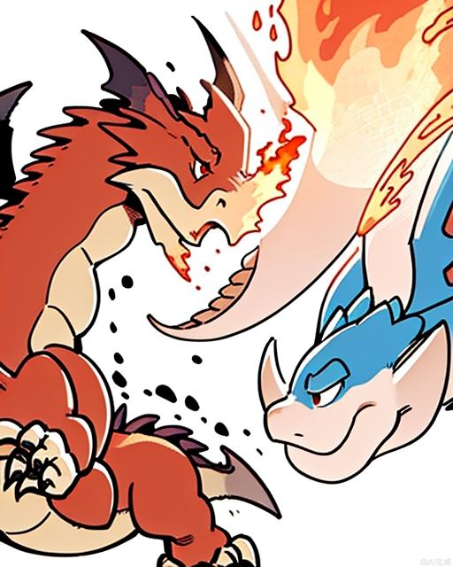 Exquisite, legible, HD, exquisite, lovely, cartoon, monster, monster, Beast, Dragon, Fire Dragon, winged dragon, spitting fire, proof, front, face, close-up, huge, domineering, Wyvern, coming at me