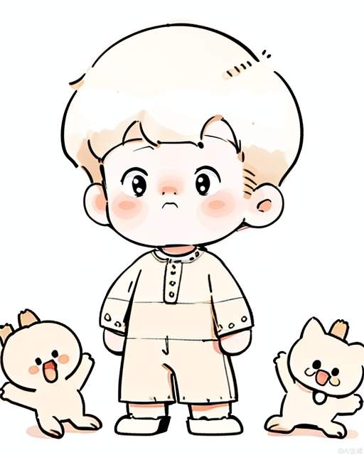 Delicate, clear, HD, delicate, cute, cartoon, Little Boy, Scared, scared, get up, scared, boy, cute boy, surprised