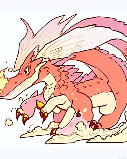 Delicate, clear, HD, delicate, lovely, cartoon, monster, monster, Beast, Dragon, Fire Dragon, long wings of the Dragon, fire, close-up, huge, domineering, Dragon, swoop in