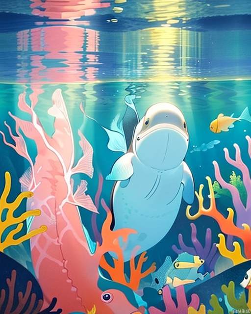 Exquisite, clear, high-definition, exquisite, cute, cartoonish, beautiful color matching, colorful, Whales, marine life, underwater world, schools of fish, colorful fish, spectacular underwater world, wonderful underwater world, schools of fish, houshou marine,