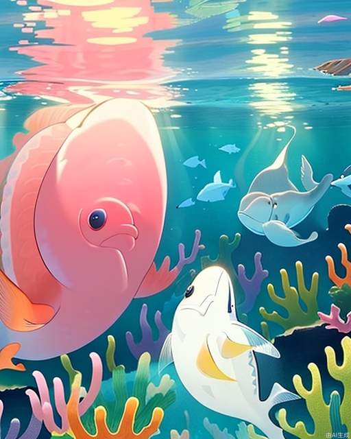 Exquisite, clear, high-definition, exquisite, cute, cartoonish, beautiful color matching, colorful, Whales, marine life, underwater world, schools of fish, colorful fish, spectacular underwater world, wonderful underwater world, schools of fish, houshou marine,