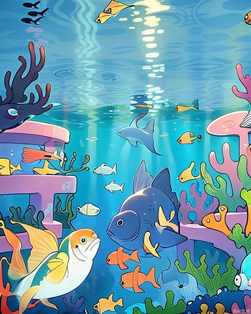 Exquisite, clear, high-definition, exquisite, cute, cartoonish, beautiful color matching, colorful, Whales, marine life, underwater world, schools of fish, colorful fish, spectacular underwater world, wonderful underwater world, schools of fish, houshou marine,