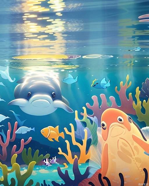 Exquisite, clear, high-definition, exquisite, cute, cartoonish, beautiful color matching, colorful, Whales, marine life, underwater world, schools of fish, colorful fish, spectacular underwater world, wonderful underwater world, schools of fish, houshou marine,