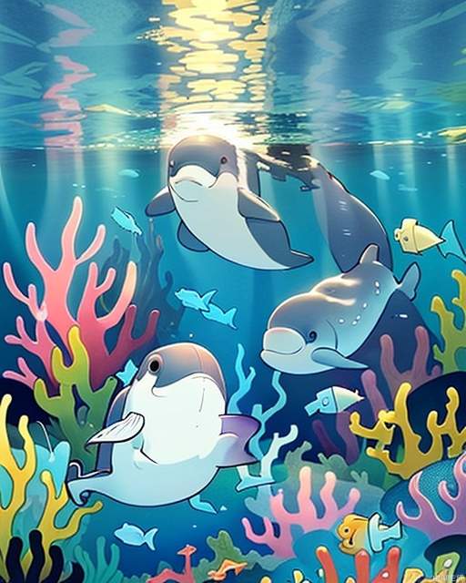 Exquisite, clear, high-definition, exquisite, cute, cartoonish, beautiful color matching, colorful, Whales, sea life, underwater world, schools of fish, colorful fish, spectacular underwater world, wonderful underwater world, schools of fish, dolphins, houshou marine,